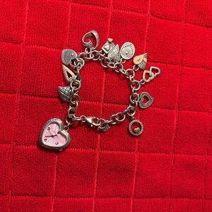 Brighton Silver Charm Bracelet with Pink Heart